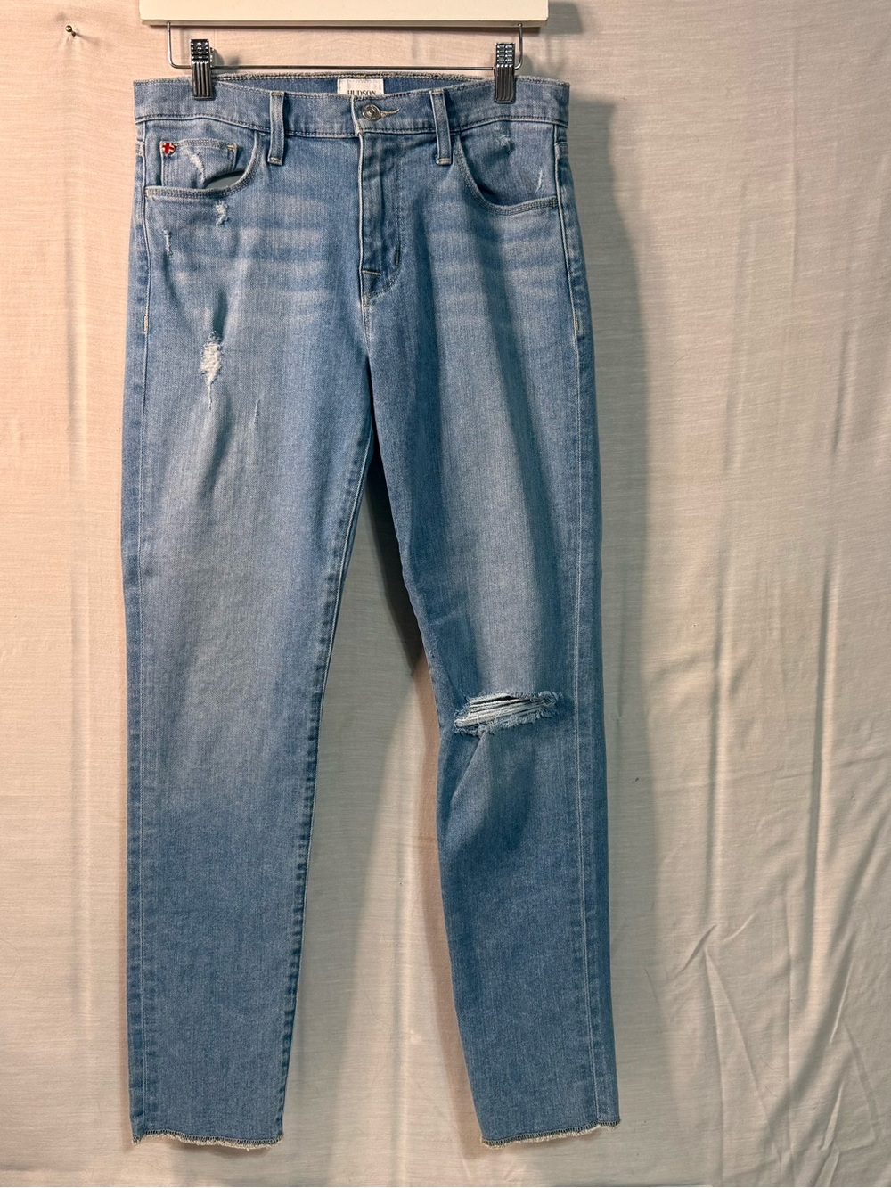 Hudson Natalie Distressed Light Wash Raw Hem Jeans Size 27
